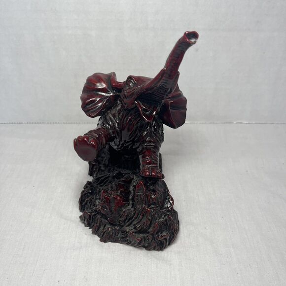 Elephant Figurine Laquer Good Luck Lucky Trunk Up Chinese Statue Resin Red 6.5” - Picture 8 of 10